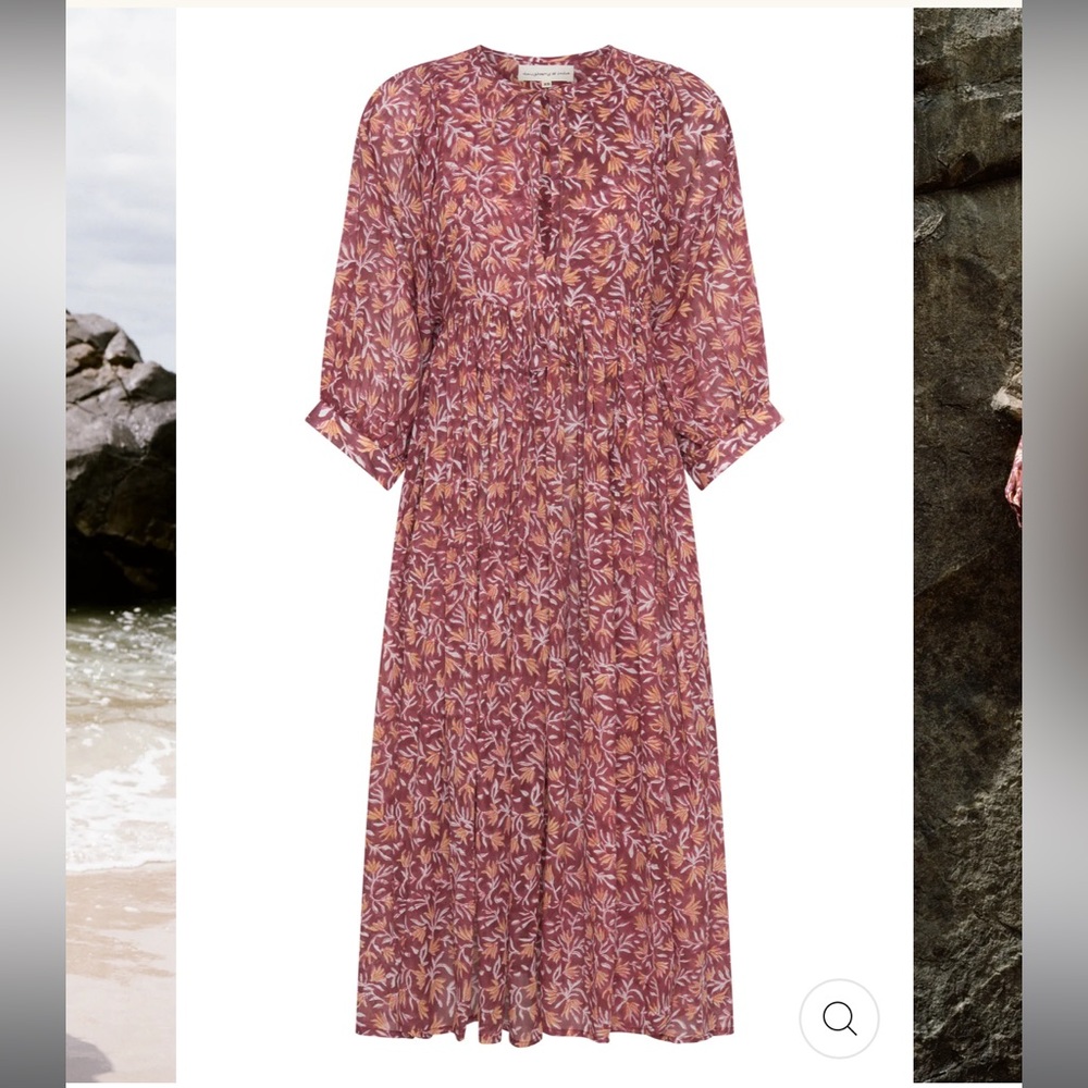Daughters of India Floral Kyra Sumac Midi Dress